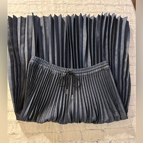 LAFAYETTE 148 NEW YORK GWENDA SKIRT PLEATED FLAIR RETRO BLUE DRAWSTRING WAIST S - Picture 11 of 11